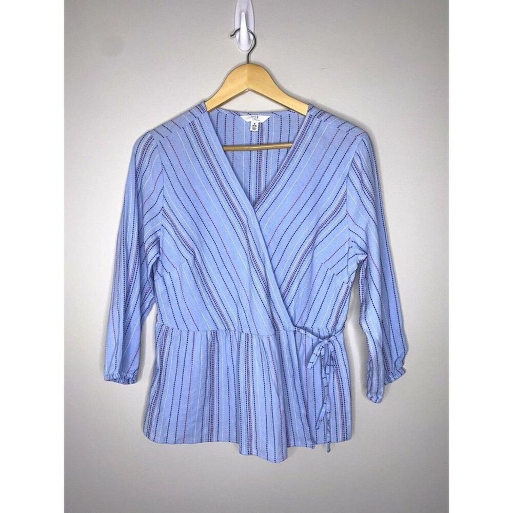 Time and Tru Wrap Top Women Small (4-6) 100% Cotton #